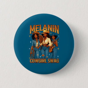 Melanin Black Cowgirl Magic Western Juneteenth Bla Button