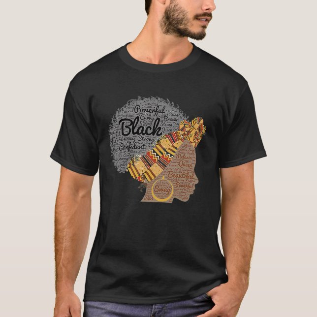 Melanin Black Girl African American Afro Hair Cost T-Shirt (Front)