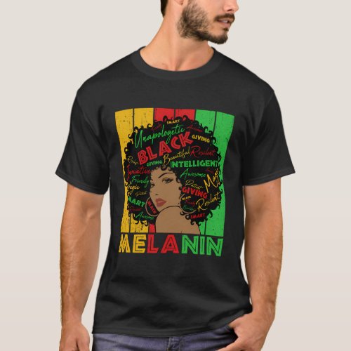 Melanin Black Juneteenth Afro African American T_Shirt