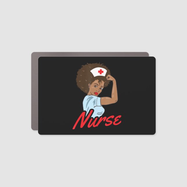 Melanin Black Nurse Clothing Gift African American Car Magnet (Front)