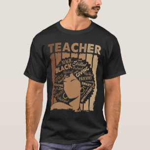 Melanin Black Teacher Typography Women Drug Black T-Shirt