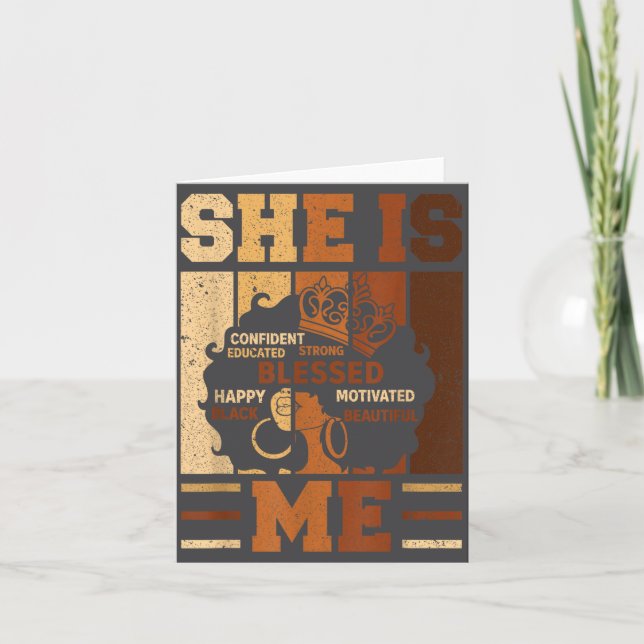 Melanin Blessed She Queen Beautiful Afro Black Me  Card (Front)