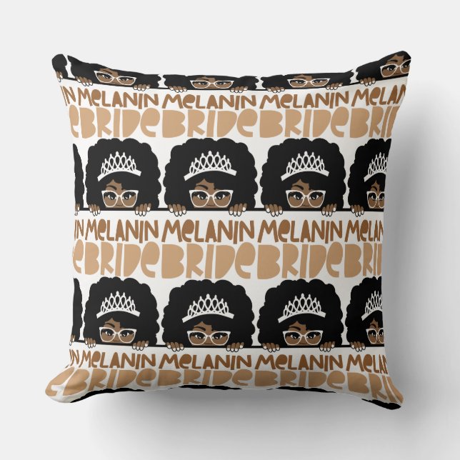 Melanin Bride  Throw Pillow (Front)