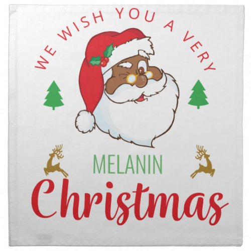Melanin Christmas afrocentric Santa Cloth Napkin