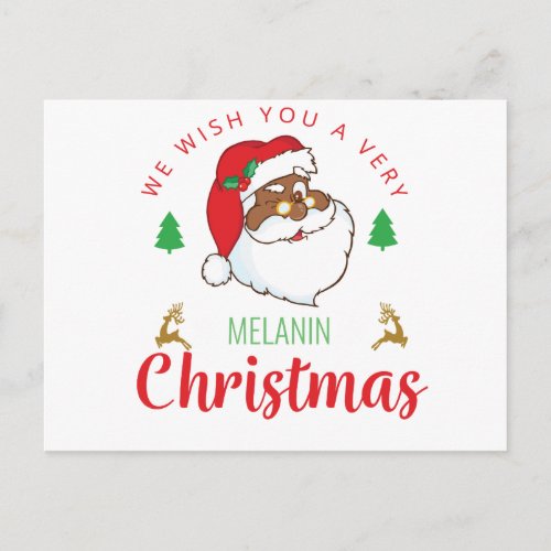 Melanin Christmas afrocentric Santa Holiday Postcard