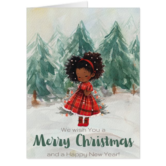 Melanin Christmas Black Girl Magic Xmas Magic Fun Card (Front)