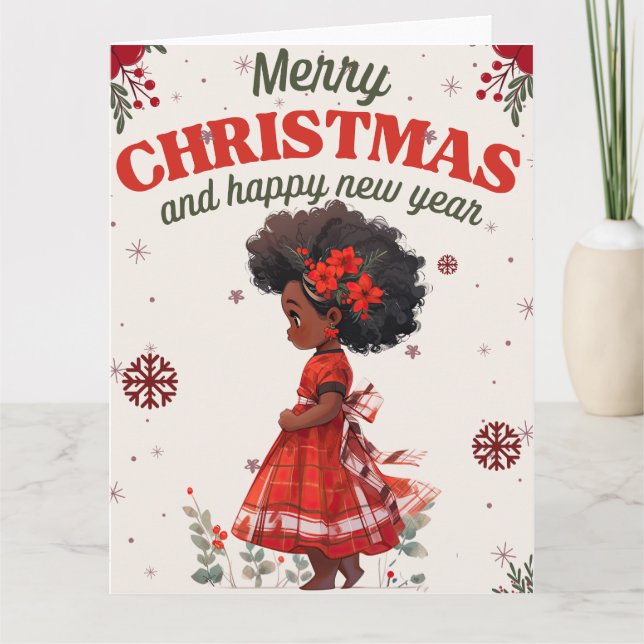 Melanin Christmas Black Girl Magic Xmas Magic Fun Card (Front)