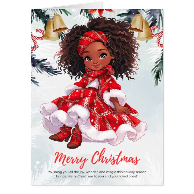 Melanin Christmas Black Girl Magic Xmas Magic Fun Card (Front)