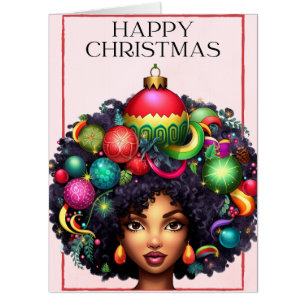 Melanin Christmas Black Queen Melanin Woman Xmas  Card