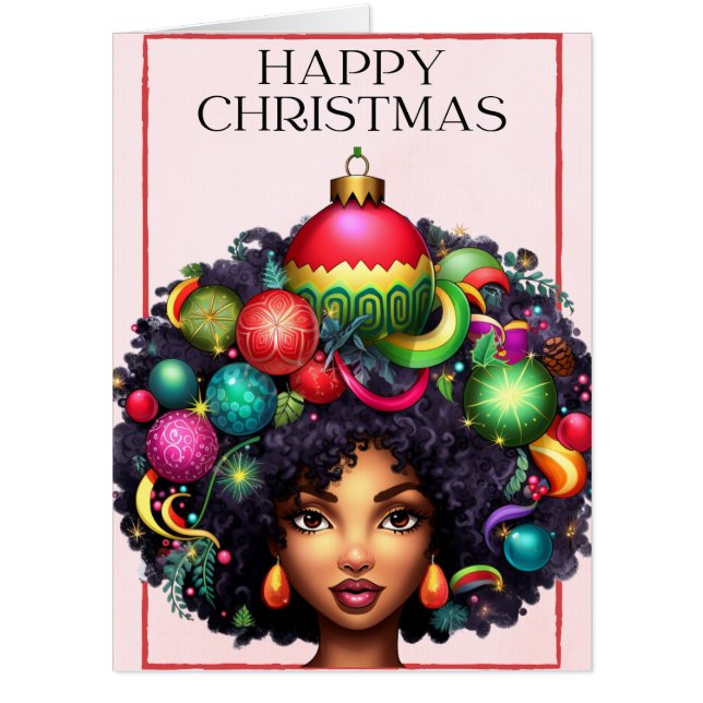 Melanin Christmas Black Queen Melanin Woman Xmas  Card (Front)