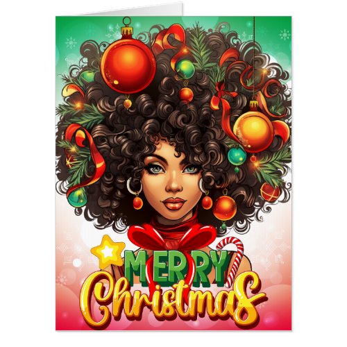 Melanin Christmas Black Queen Melanin Woman Xmas  Card