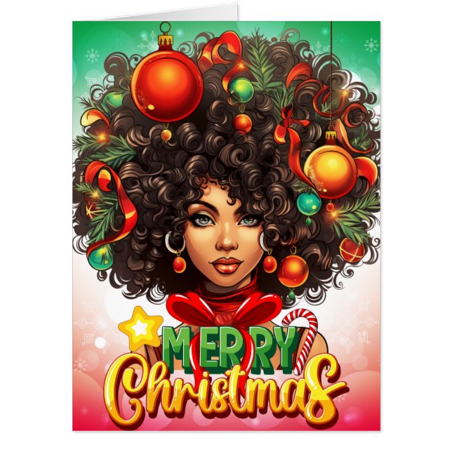 Melanin Christmas Black Queen Melanin Woman Xmas  Card (Front)