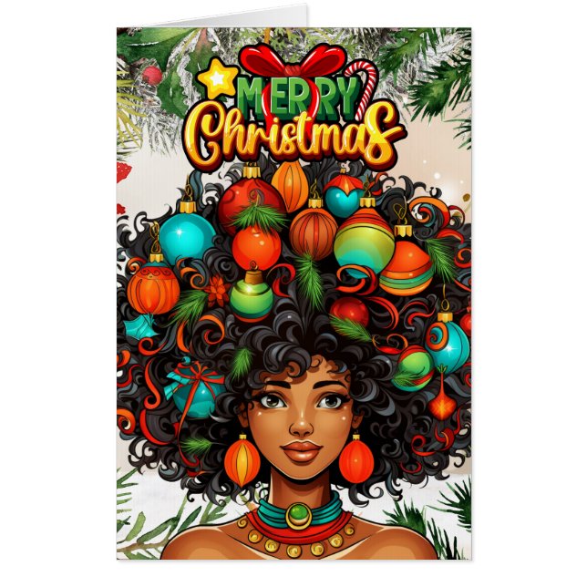Melanin Christmas Black Queen Melanin Woman Xmas  Card (Front)