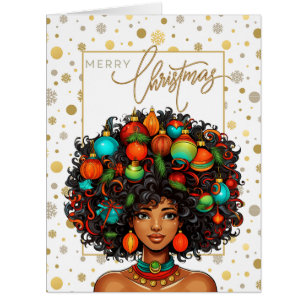 Melanin Christmas Black Queen Melanin Woman Xmas Cards