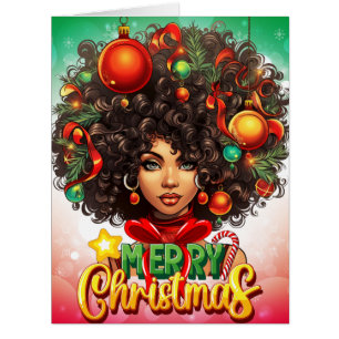 Melanin Christmas Black Queen Melanin Woman Xmas  Cards