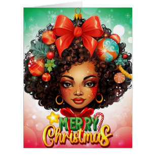 Melanin Christmas Black Queen Melanin Woman Xmas Cards