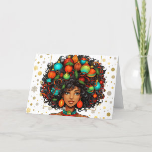 Melanin Christmas Black Queen Melanin Woman Xmas  Letterpress Thank You Card