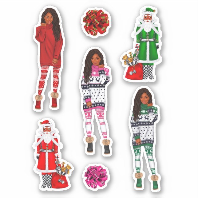 Melanin Christmas Black Queen Xmas Black Girl Magi Sticker (Front)