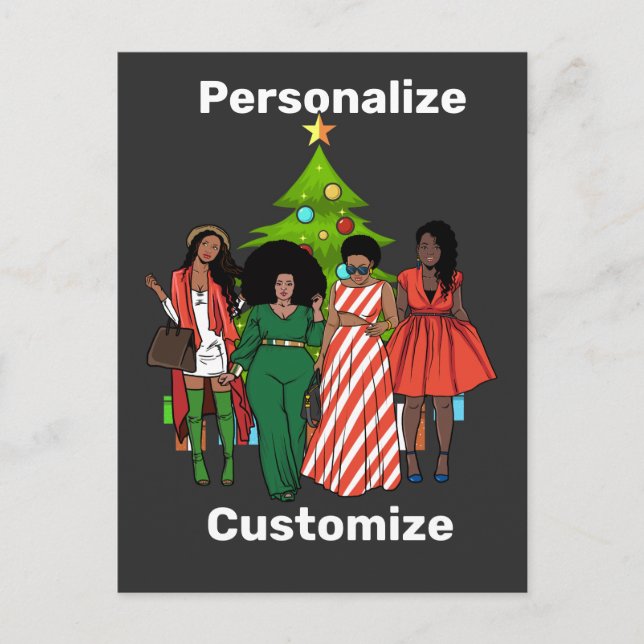 Melanin Christmas Black Sista Personalize Custom Holiday Postcard (Front)