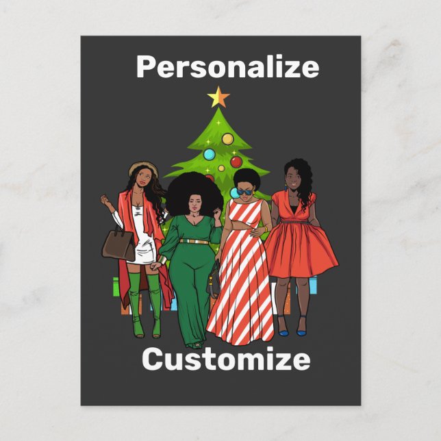 Melanin Christmas Black Sista Personalize Custom Postcard (Front)