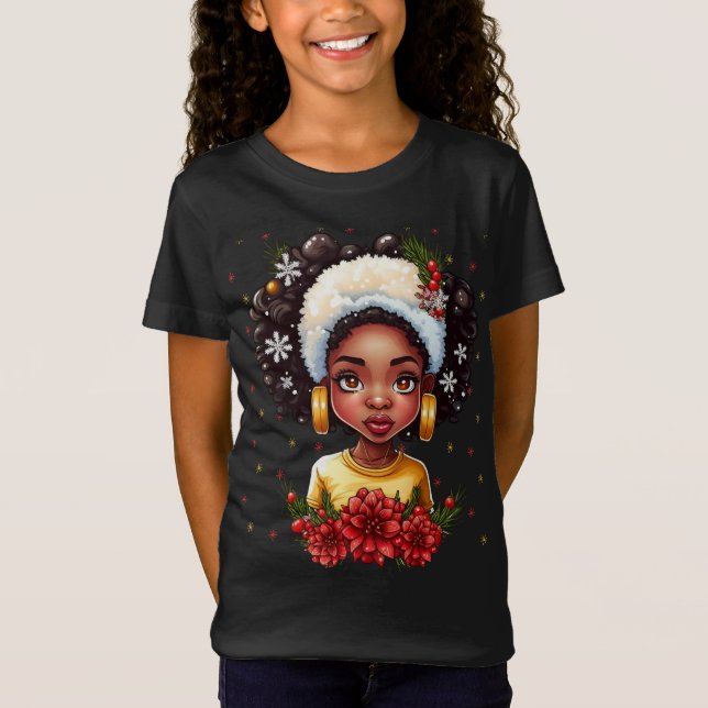 Melanin Christmas Love Black Girl Magic Sista T-Sh T-Shirt (Front)