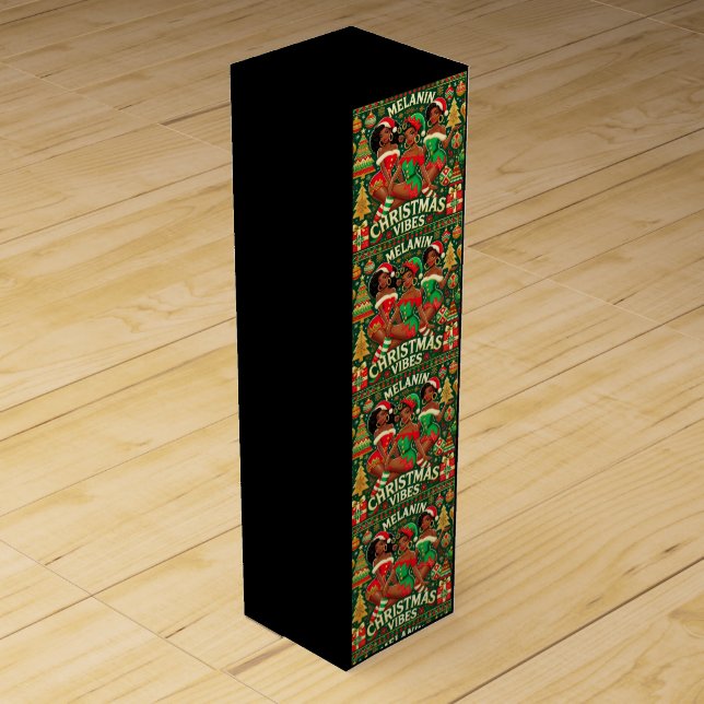 Melanin Christmas Vibes Wine Box (Front)