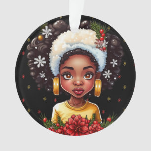 Melanin Christmas Winter Black Girl Magic Sista Ornament