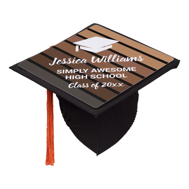 Melanin Class Year College High School Grad Cap (Angled)