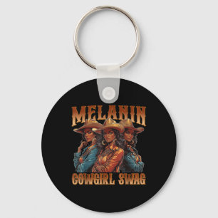 Melanin Cowgirls Swag Black History African Melani Keychain