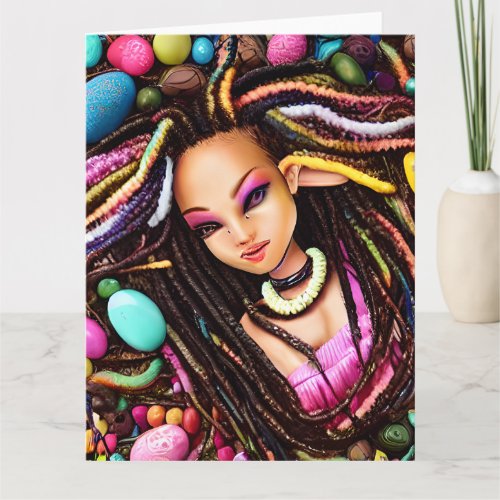Melanin Easter Egg Rainbow Spring Sista Girl Card