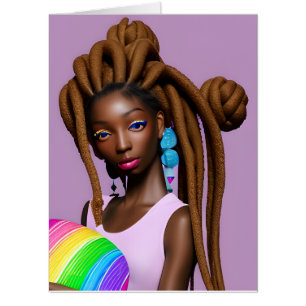 Melanin Easter Rainbow Spring Sista Girl Birthday  Card