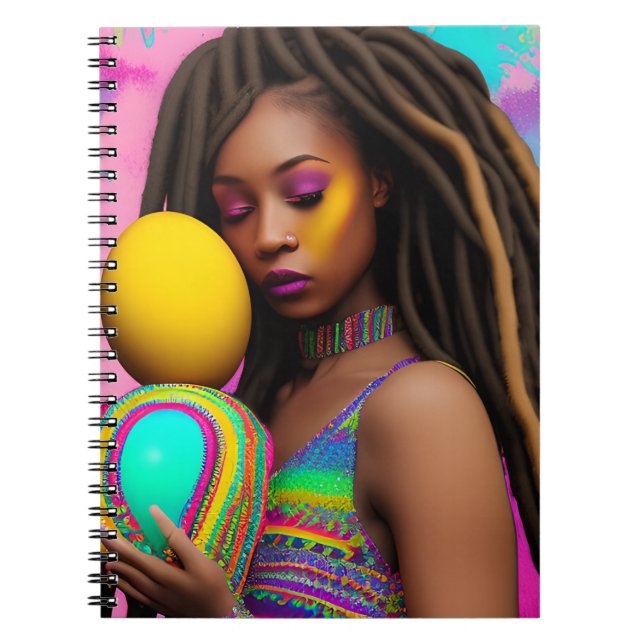 Melanin Easter Rainbow Spring Sista Girl Birthday Notebook (Front)
