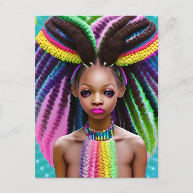 Melanin Easter Rainbow Spring Sista Girl Birthday Postcard (Front)