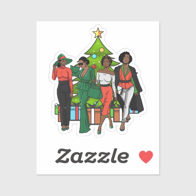 Melanin Friends Christmas Friendsmas Black Sistas Sticker (Sheet)