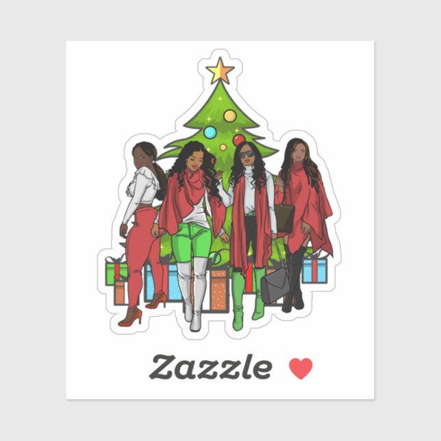 Melanin Friends Christmas Friendsmas Black Sistas Sticker (Sheet)