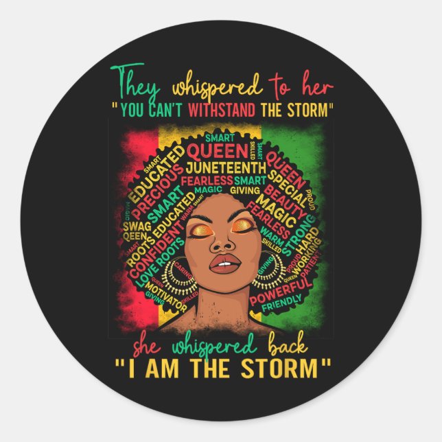 Melanin Girl Black Women Black History Month  Classic Round Sticker (Front)