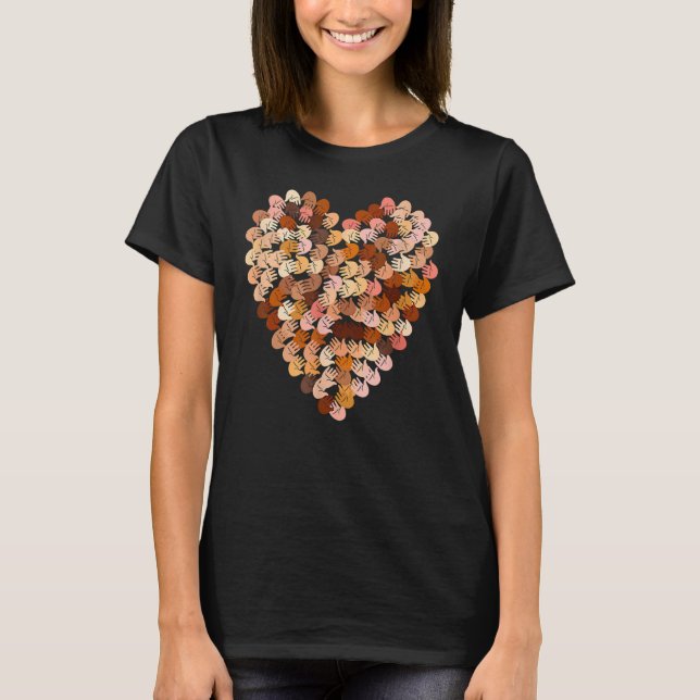 Melanin Hands Heart Black History Month Afro Afric T-Shirt (Front)