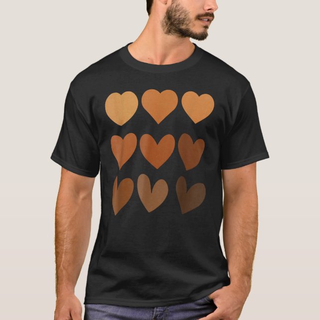 Melanin Heart Black History Pride Valentines Day W T-Shirt (Front)