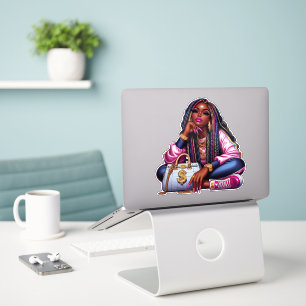 Melanin Hustler African American Hip Hop Woman Sticker