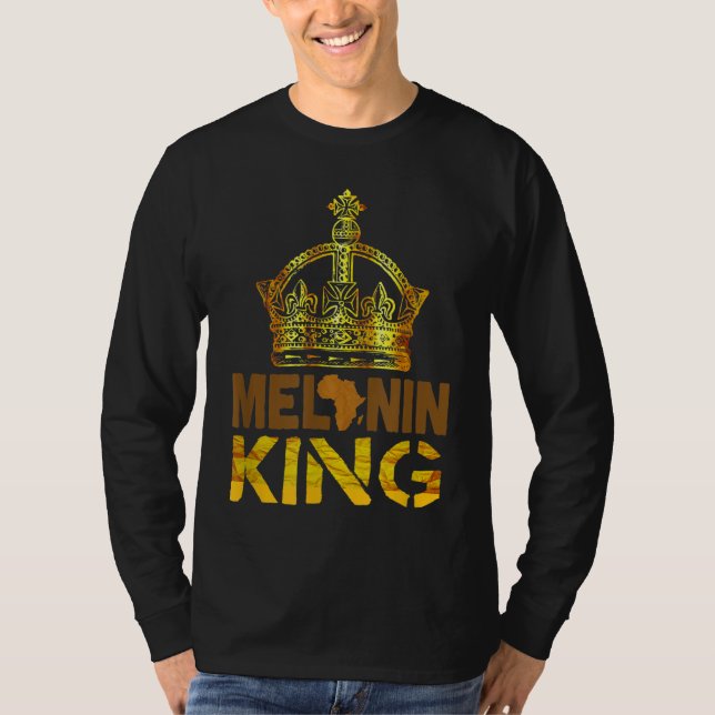 Melanin King for Men African Black History Month T-Shirt (Front)