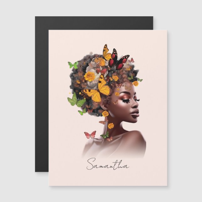 Melanin Magic: Afro Hair and Colorful Butterfly (Front/Back)