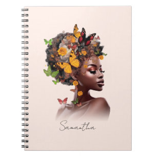 Melanin Magic: Afro Hair and Colorful Butterfly Notebook