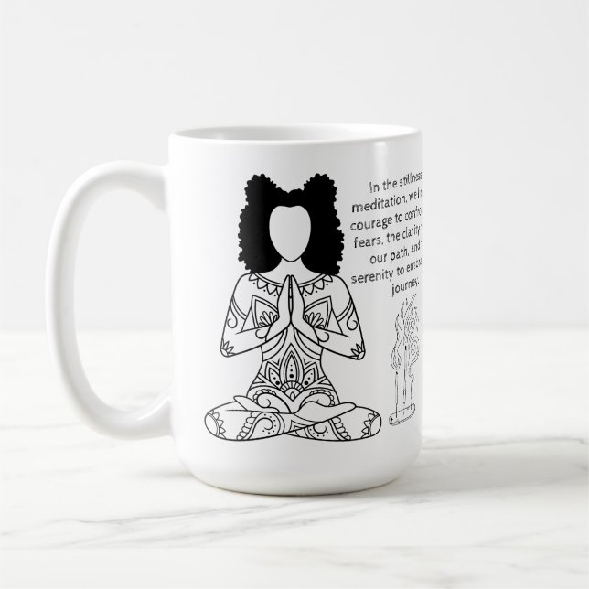 Melanin Meditation Motivational Quote Coffee Mug (Left)