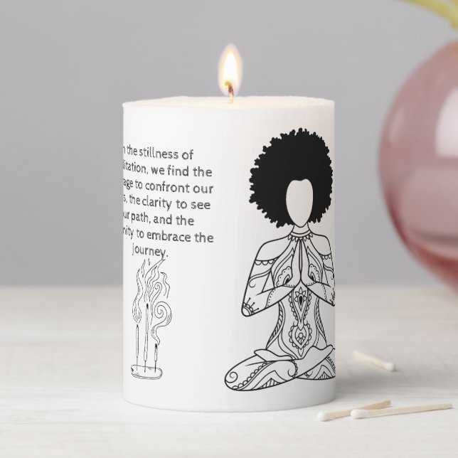 Melanin Meditation Motivational Quote  Pillar Candle (In Situ)