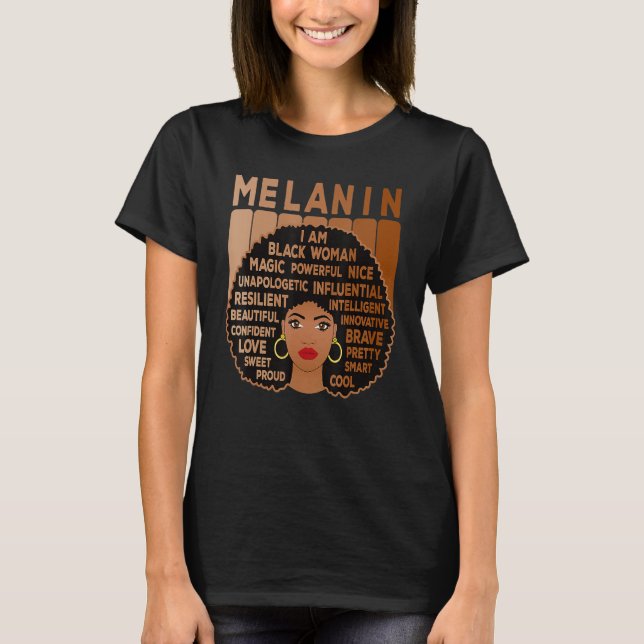 Melanin Pride Black Woman Afro American Black Girl T-Shirt (Front)