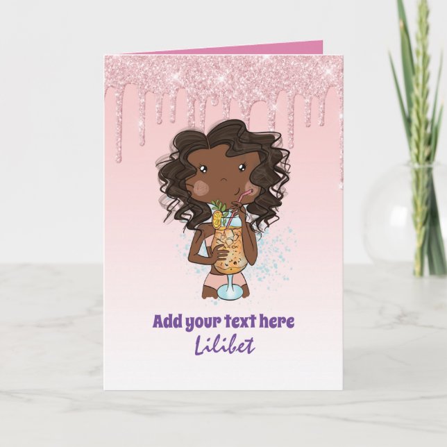 Melanin Princess Birthday Cards for all Ages (Front)