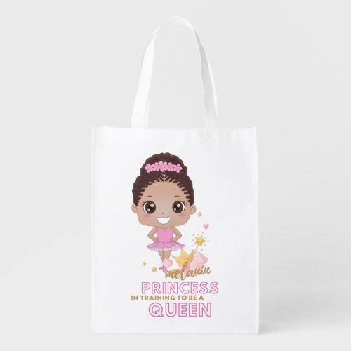 Melanin Princess Training To Be Queen Ballerina Grocery Bag