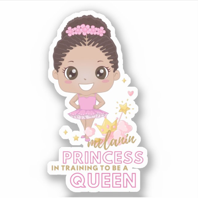 Melanin Princess Training To Be Queen Ballerina Sticker (Front)