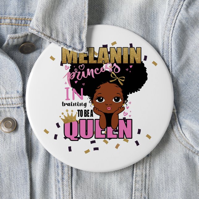 Melanin Princess Training To Be Queen Lilibet Gift Button (In Situ)
