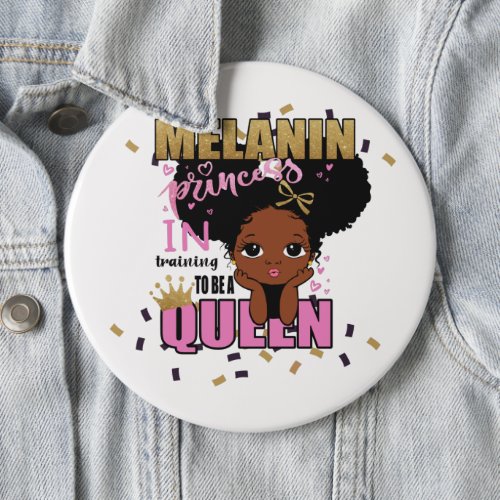 Melanin Princess Training To Be Queen Lilibet Gift Button